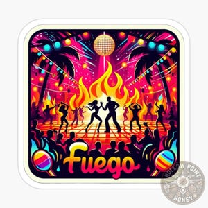 Autocollant de danse en ligne Fuego by Pitbull - Décalcomanie de camion de musique country, autocollant de danse en ligne, ambiance fête country, vinyle imperméable Western