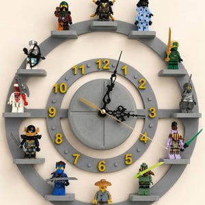 Wall Clock for Lego Mini figure characters Display Shelf - gift for lego fan - made in Australia