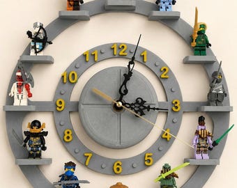 Wall Clock for Lego Mini figure characters Display Shelf - gift for lego fan - made in Australia