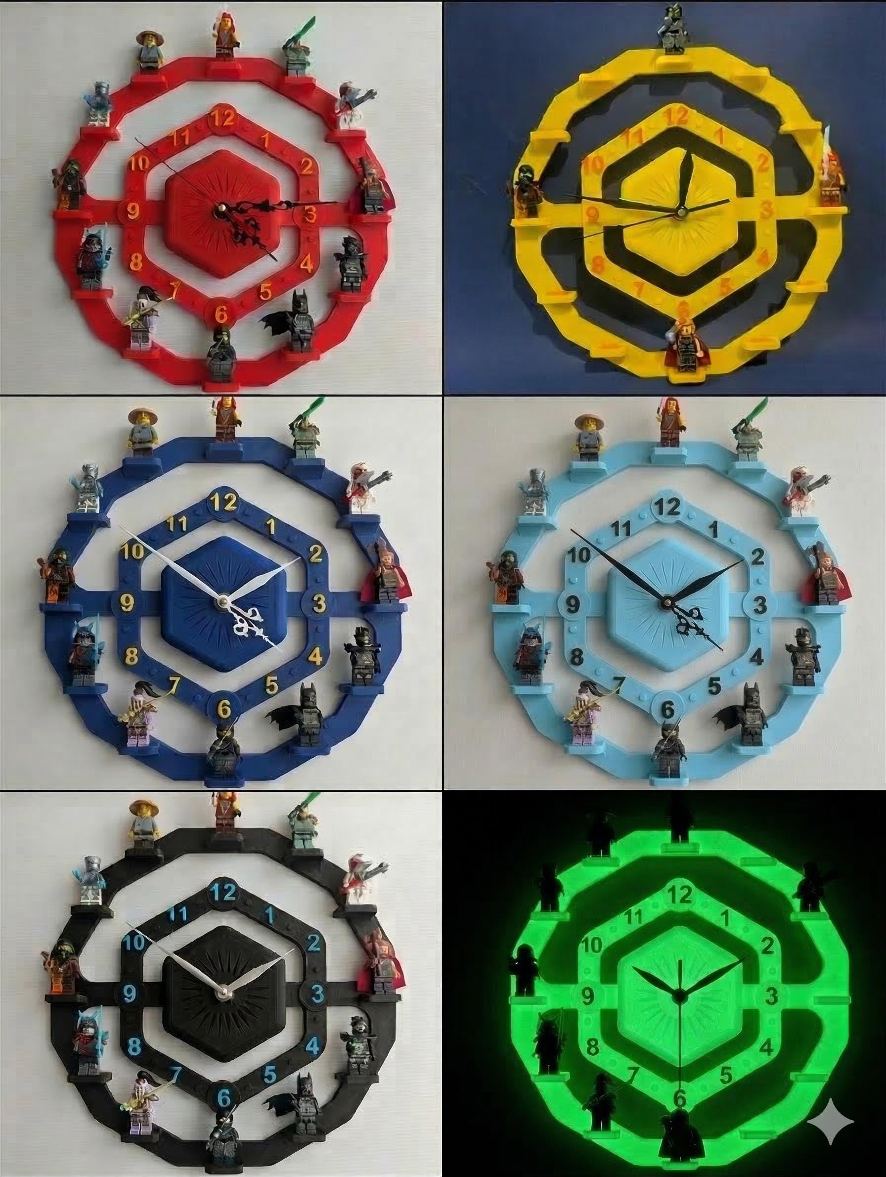 Lego Time. Sign Wall Clock for LEGO Minifigure Characters.blue Ans More. Clock for Kids ...