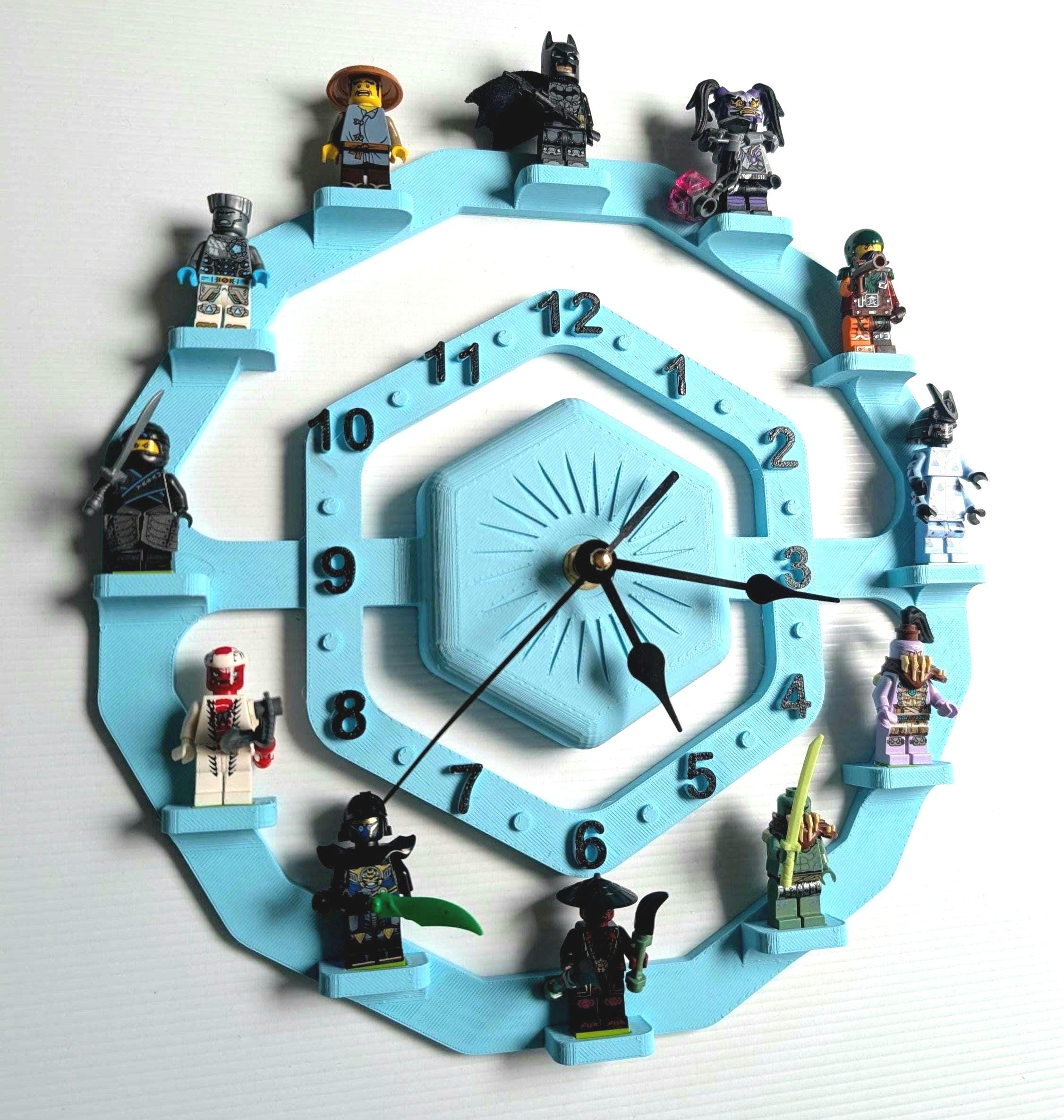 Lego Time. Sign Wall Clock for LEGO Minifigure Characters.blue Ans More. Clock for Kids ...