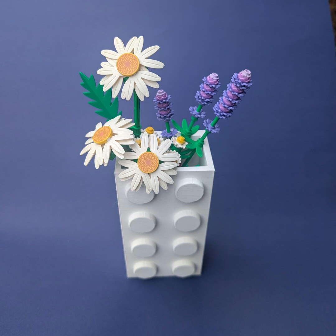Building Brick Style Vase for LEGO Flowers - Planter/ Desk Organiser ...