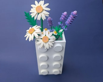 Vaas in bouwsteenstijl voor LEGO Flowers - plantenbak - in elkaar grijpende blokken - VEEL OPTIES