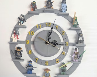 Handgemaakte wandklok voor Lego-minifiguurfiguren Displayplank - meerdere kleuren
