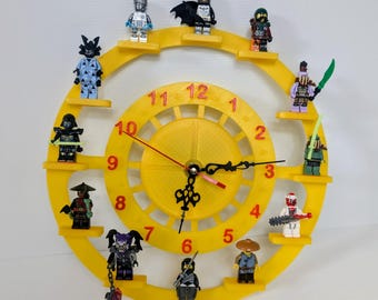 Wandklok van Australische makelij voor LEGO-minifiguurpersonages, cadeau voor Lego-fans Klok voor kinderen gebruiken als displaystandaard voor Lego