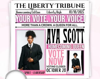 Homecoming Queen Flyer | HOCO Flyer | Homecoming campaign flyer | Vote for me | Class Campaign Flyer | Editable Canva Template