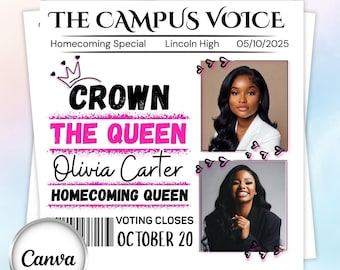 Homecoming Queen Flyer | HOCO Flyer | Homecoming campaign flyer | Vote for me | Class Campaign Flyer | Editable Canva Template