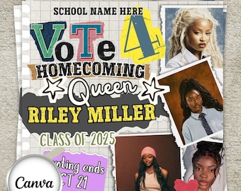 Homecoming Queen Flyer | HOCO Flyer | Homecoming campaign flyer | Vote for me | Class Campaign Flyer | Editable Canva Template