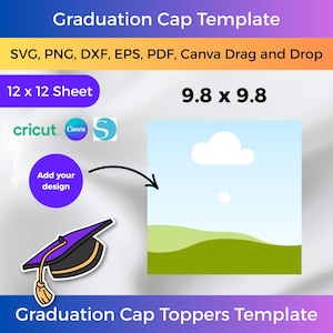 9.8&quot; Graduation Cap Topper Template Canva Graduation Cap Topper Template Graduation Cap Blank Graduation Cap Topper DIY Cap Topper
