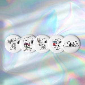 Snoopy Pins Set of 5 Buttons Pins