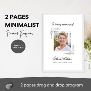 Minimalist Funeral Program Template Simple Funeral Memorial Program Printable Order of Service Funeral Service Foldable In Loving Memory