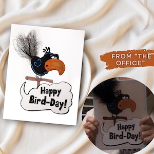 Die Office Geburtstagskarte Digitale Vorlage - Happy Bird-Day jpg digitale Datei - Canva editierbar 8.5x11, 5x7 & 1080x1920 Happy Bird-Day Karte