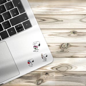 Snoopy Sticker Pack Cute Cartoon Sticker Sheet Snoopy Theme Vinyl Holographic Stickers