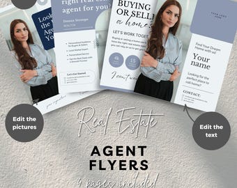 4-Page Real Estate Agent Introduction Flyer Real Estate Marketing Template Editable Canva Template Real Estate Direct Mail 8.5x11in flyer