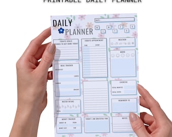 Printable minimalist daily planner, colorful PDF planner, undated daily planner, productivity planner, daily organizer sizes 8.5 x 11 inches