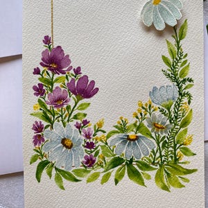 Aquarelle originale faite main avec embellissement 3D