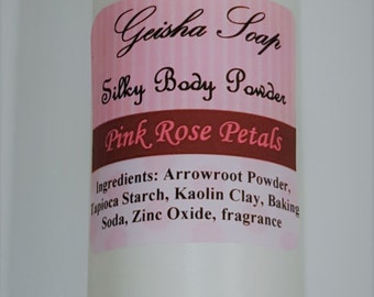 Pink Rose Petals Silky Dusting Powder - Body Powder - Talc Free - Cornstarch Free