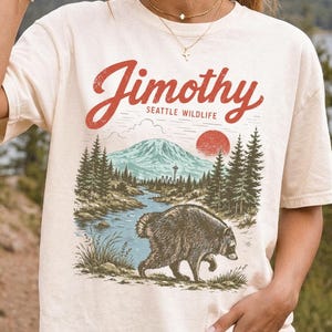Camiseta retrô do guaxinim Jimothy, camiseta Comfort Colors® Viral Seattle Raccoon, camiseta para fãs do Jimothy