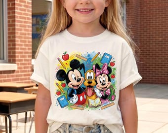 Mickey Back To School Shirt, Disney Erste Klasse T-Shirts, Schulkind Geschenk, Klassenzimmer Apple T-Shirts