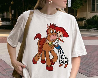 Camiseta de Toy Story Jessie Bullseye, camiseta de Disney Toy Story 5, sudadera Pixar Western Girl, camisetas de viaje de Jessie y Bullseye