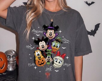 Mickey Balloons Halloween Comfort Colors® Shirt, Disney Signatures Spooky Trip Tee, Trick or Treat Friends Sweatshirt