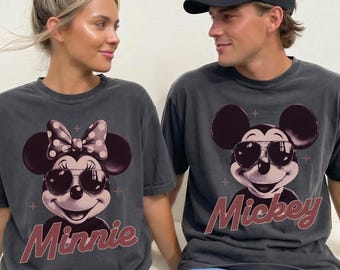 Retro Mickey Minnie Comfort Colors® Shirt, Disney Couple Matching Trip Tee, Walt Disneyworld Vacation Tshirt