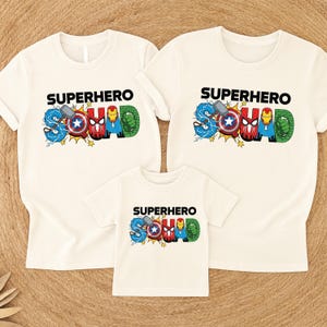 Superhero Squad Shirt, Marvel Group Matching Tee, Avengers Kids Sweatshirt, Spiderman Squad Hoodie, Disney Iron Man Gift Tees