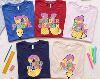 Schulklasse Lehrer-Team-T-Shirts, Bleistift-zurück zu Schule-T-Stück, 1.Klasse Kinder-T-Shirts, Pre K Geschenk, zweite Klasse Klassenzimmer-T-Shirts