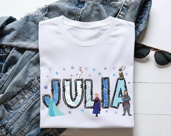 Camiseta de Frozen, sudadera personalizada de la princesa Elsa y Anna, camiseta de las Hermanas Disney, camisetas con nombre de Olaf para niños, suéter para viaje familiar a Disneyland