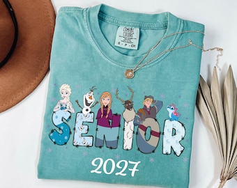 Frozen Senior 2027 Comfort Colors® Shirt, Disney Class of 2027 Kinder-T-Shirt, Prinzessin Elsa Geschenk zum Schulabschluss