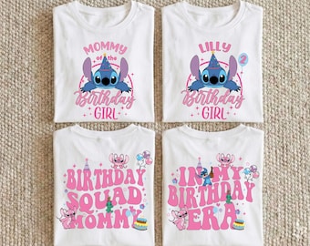 Stitch Birthday Shirt, ,Disney Family Birthday Tee, In My Birthday Era Tees, Angel and Stitch Birthday Girl Sweatshirt, Stitch Toddler Kids