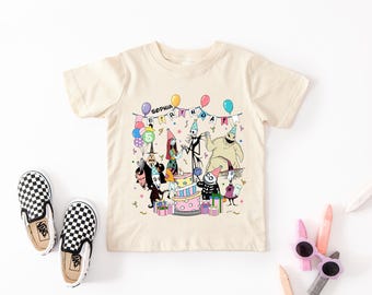 Disney Nightmare Birthday T-shirt, Jack and Sally Party Tee, Custom Disneyland Birthday Sweatshirt, Nightmare Characters Birthday Kids Tees