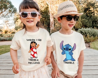 Lilo and Stitch Trouble Tee, Disney Kids Stitch Sweatshirt, Best Friends Matching T-shirt, Stitch Siblings Gift, WDW Mom and Son Shirts