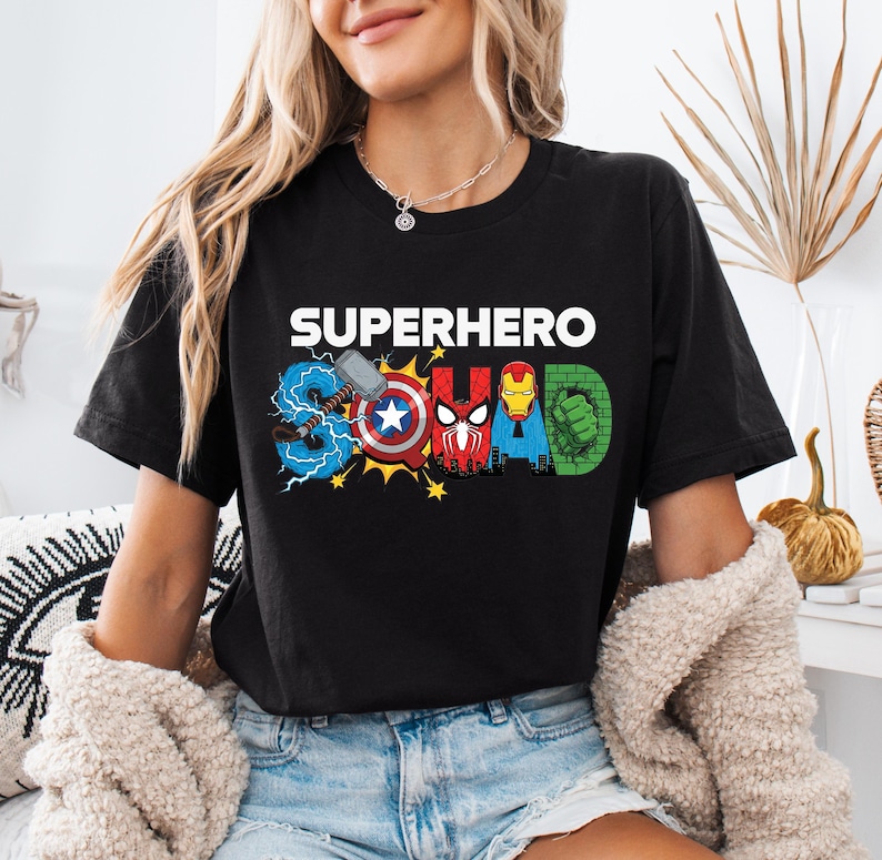 Superhero Squad Shirt, Marvel Group Matching Tee, Avengers Kids Sweatshirt, Spiderman Squad Hoodie, Disney Iron Man Gift Tees