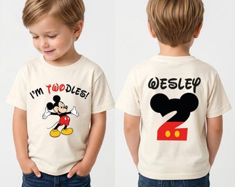 Micky Geburtstag Shirt, Disney Geburtstag T-Shirt, Geburtstagsgeschenk, 2 Jahre Maus Kinder, Benutzerdefinierte Mickey Twodles Party Shirts