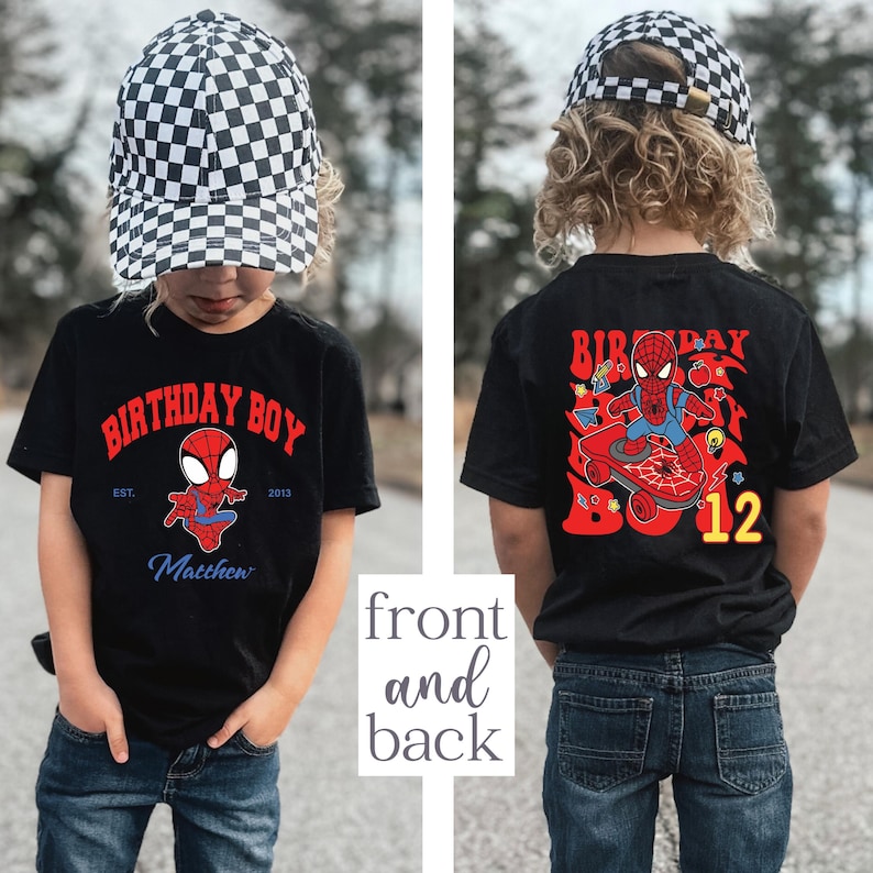 SSpiderman Birthday Boy T-shirt, Disney Superhero Birthday Gift, Spider Party Sweatshirt, Custom Spiderman Kids Tee, Hero Birthday