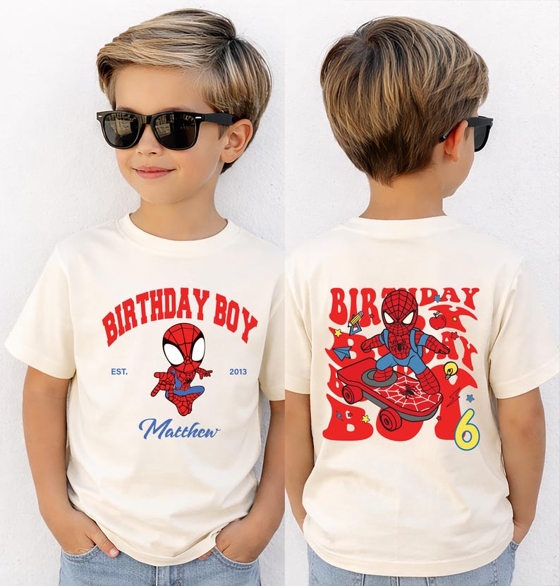 Spiderman Birthday Shirt, Superhero Boys Birthday Gift, Spider Party Sweatshirt, Custom Spider Man Kids Tee, Avengers Birthday Pullover