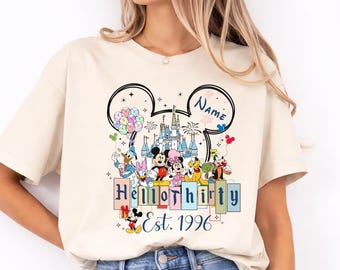 Disney 30. Geburtstag Shirt, Mickey Freunde Dreißig Geburtstag Sweatshirt, Benutzerdefinierte Disneyland Geburtstag T-Shirt, Magische Schloss Geburtstag Reise T-Shirt