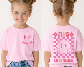 Fünf ist ein Vibe-Geburtstags-Shirt, Groovy-Geburtstagsparty-T-Shirt, 5