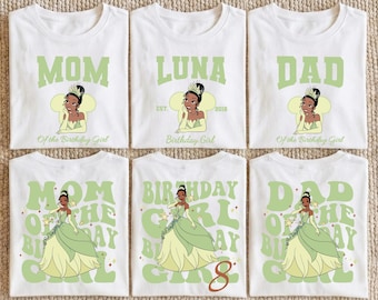 Princess Tiana Birthday Shirt, Disney Tiana and Frog Tee, Tiana Family Party Sweatshirt, Custom Birthday Girl Tee, Disneyland Toddler Bday