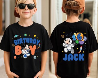 Astronaut Mickey Birthday Boy Shirt, Toddler Space Birthday Tee, Galaxy Themed Party Sweatshirt, Disney Birthday Kids Tees, Custom Bday Tee