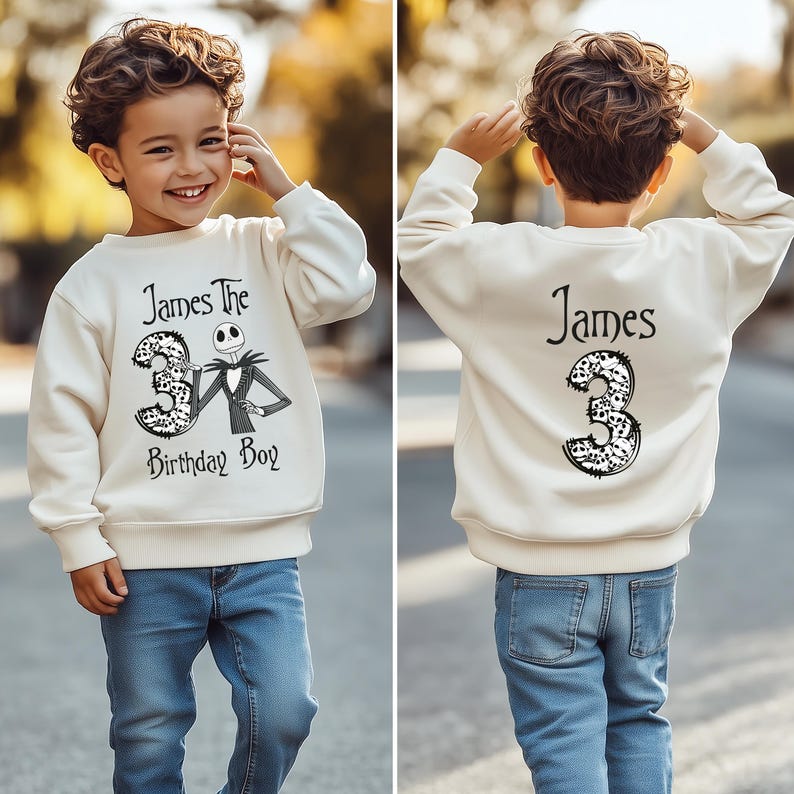 Jack Skellington Birthday Shirt, Nightmare Birthday Tee, Custom Birthday Boy Sweatshirt, Disney Nightmare Party Crewneck, Skeleton Birthday