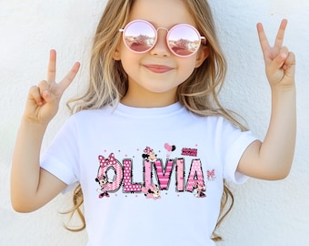 Minnie Name Shirt, Custom Mini Alphabet Tees, Disney Mom Gift, Mouse Kids Birthday Shirts, Disneyland Toddler Trip Tee