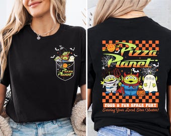 Pizza Planet Halloween Shirt, Toy Story Aliens Halloween Kostüm Sweatshirt, Disney Gruselsaison Hoodie, Disneyland Halloween T-Shirt