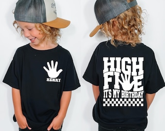 High Five Shirt, Fifth Birthday Tee, 5th Birthday Kids Sweatshirt, 5 Year Old Birthday Name T-Shirt, Five Birthday Party Gift