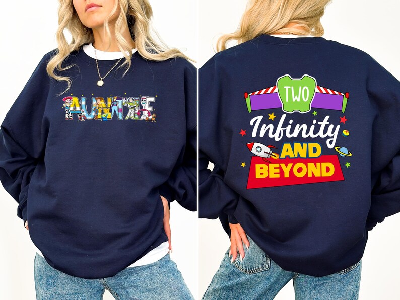 Custom Toy Story Birthday Shirt, Two Infinity and Beyond Tee, Disney Birthday Family Sweatshirt, Buzz Lightyear Second Birthday Party Gift