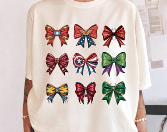 Superhelden Coquette Bow Shirt, Avengers T-Shirt, Marvel Girls Sweatshirt, Superheld Kleinkind Geschenk, Avengers Bow T-Shirts, Marvel Mom Shirts