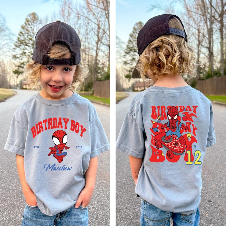 Spiderman Birthday Boy T-shirt, Disney Superhero Birthday Gift, Spider Party Sweatshirt, Custom Spiderman Kids Tee, Hero Birthday