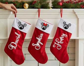 Mickey kerstsok, gepersonaliseerde Disney kerstsokken, kerstsokken voor kinderen, Disney huisdecoratie, kerstsokken met naam op maat
