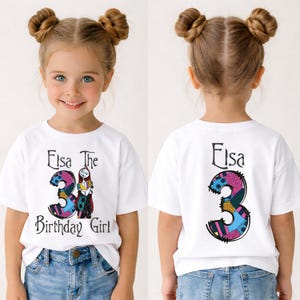 Sally Birthday Girl Shirt, Halloween Nightmare Birthday Tee, Custom Name Birthday Sweatshirt, Jack Skellington Birthday Party Gift image 4